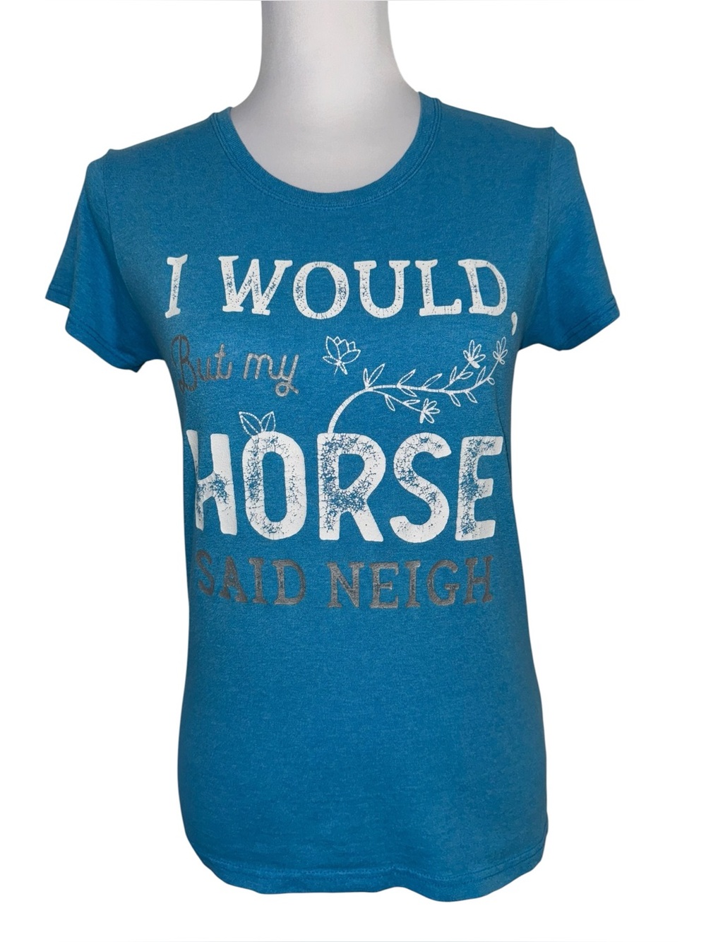 Farm‎ Fed Clothing Graphic Tee Small Blue Horse Said Neigh Western Shirt Y2K